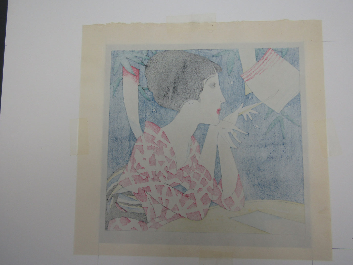 "Tanabata" Yumeji Takehisa Framed Woodblock print