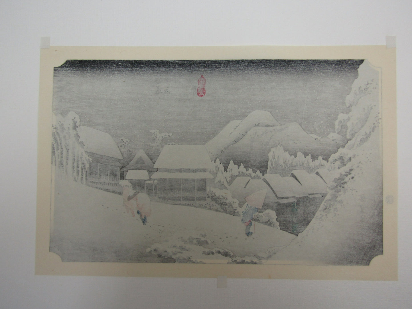 "Kanbara snow at night" Hiroshige Framed Woodblock print