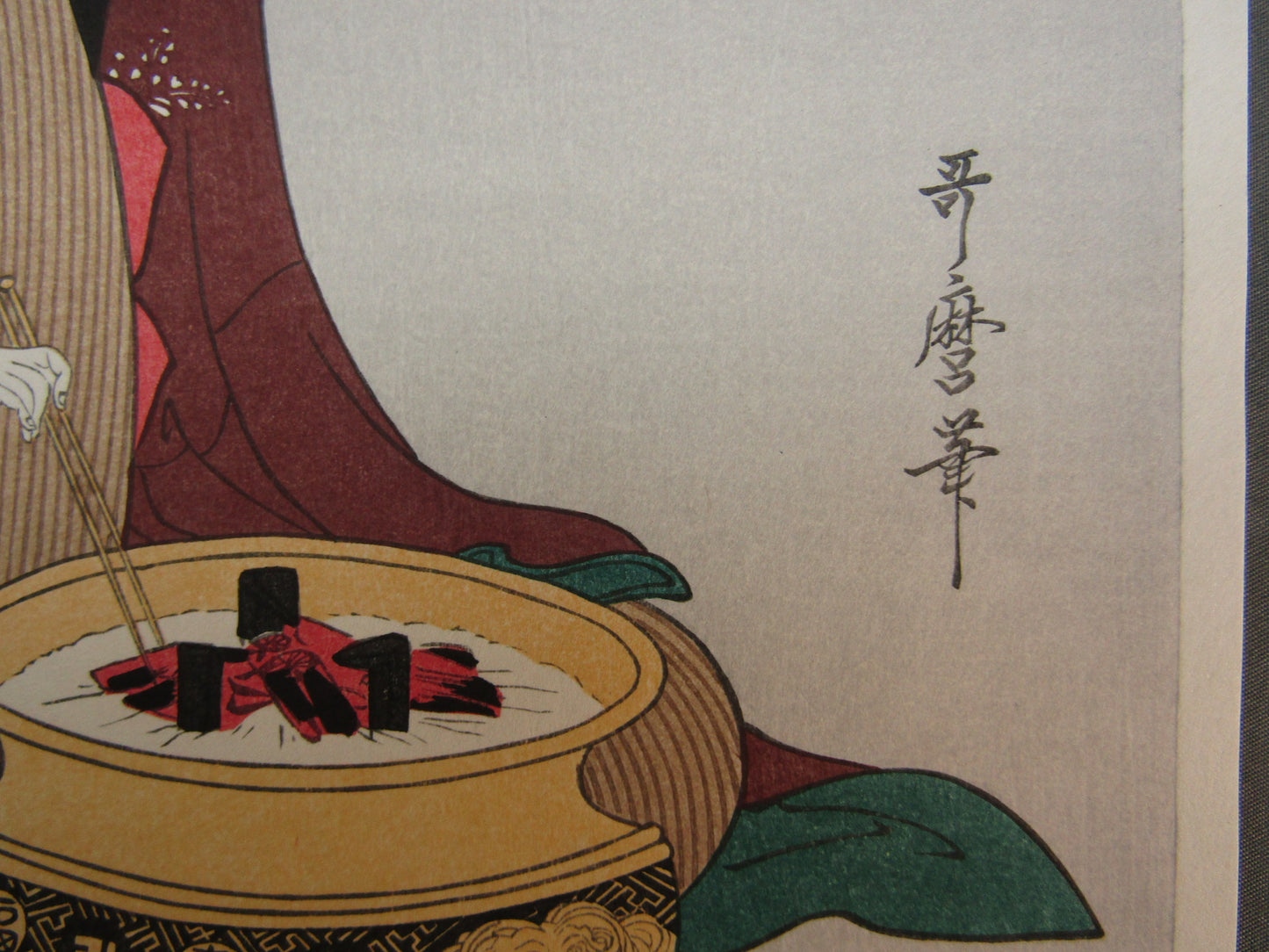 "18-year-old girl, Okita." Utamaro Woodblock print