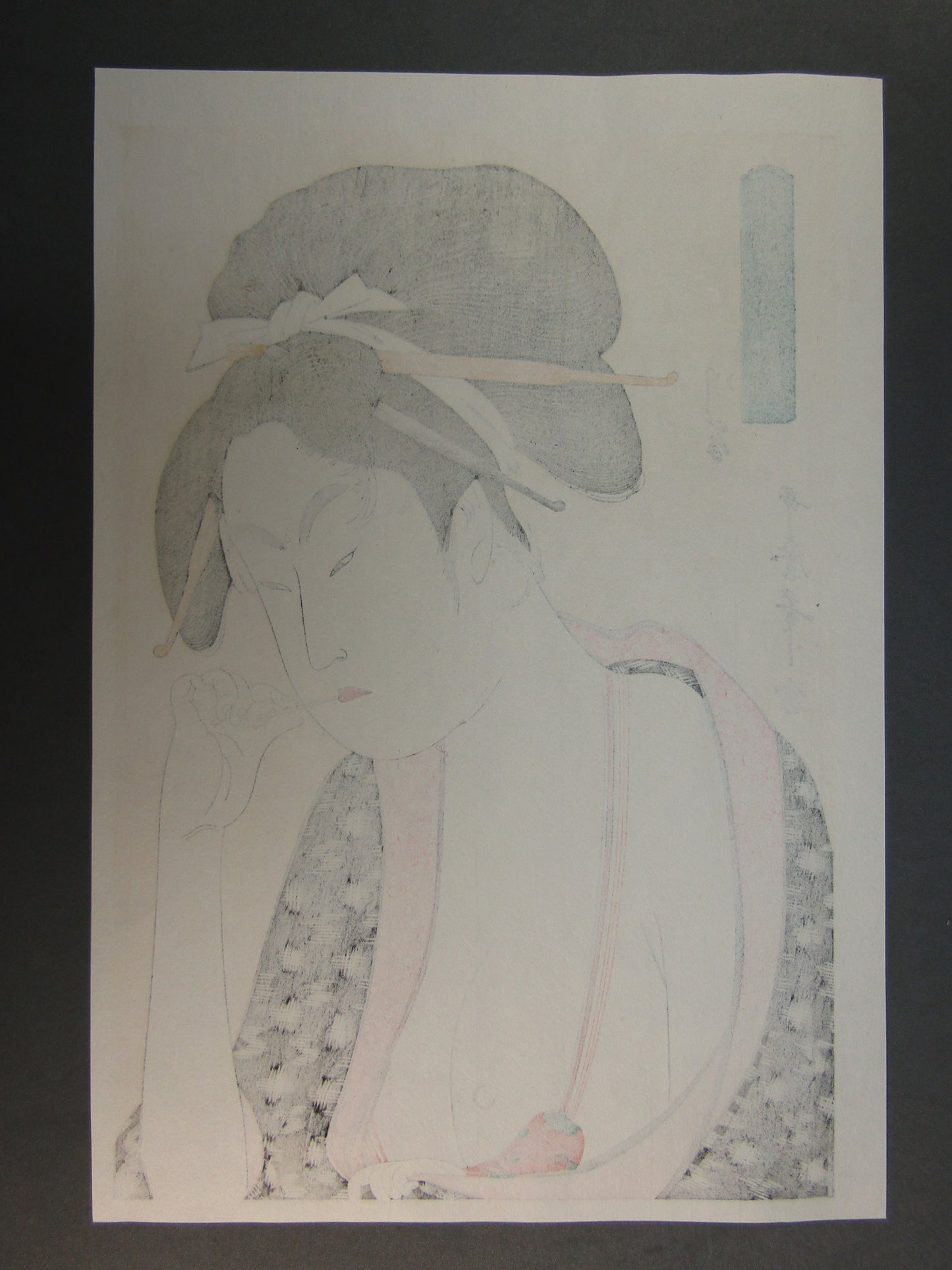 "Kitaguni Goshikisumi Kawagishi" Utamaro Woodblock print