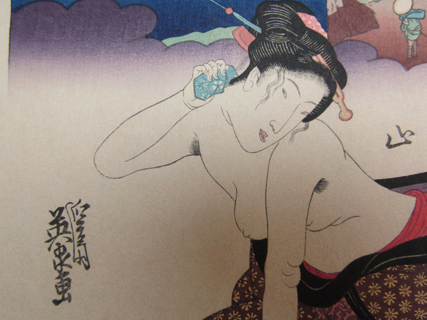 "Bathing beauty" Eisen Woodblock print