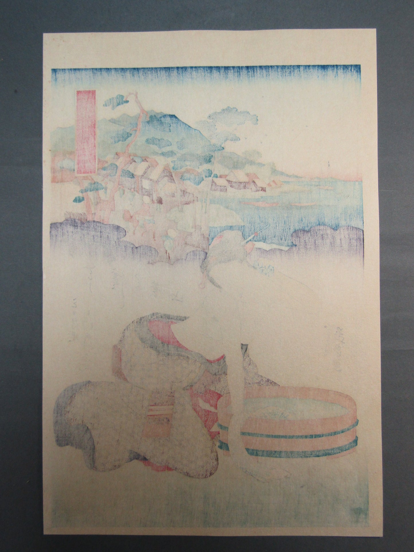 "Bathing beauty" Eisen Woodblock print