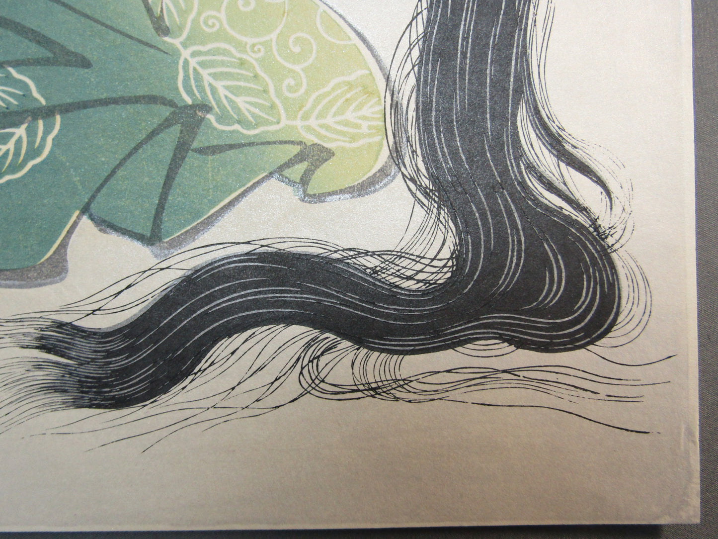 "A baby and a woman with a hairdresser" Utamaro Woodblock print