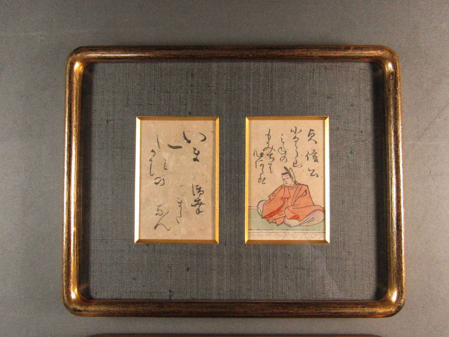 "Hyakunin Isshu" Japanese waka poems 2 framed Woodblock print