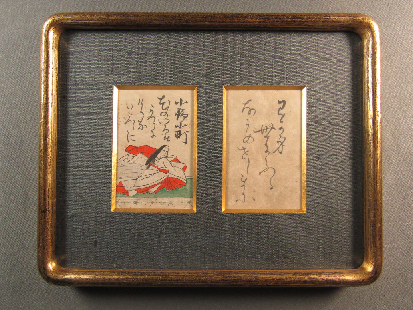 "Hyakunin Isshu" Japanese waka poems 2 framed Woodblock print