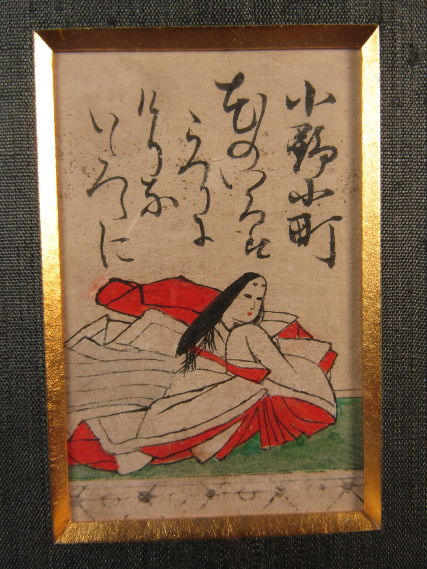 "Hyakunin Isshu" Japanese waka poems 2 framed Woodblock print