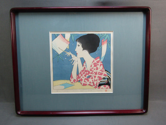 "Tanabata" Yumeji Takehisa Framed Woodblock print