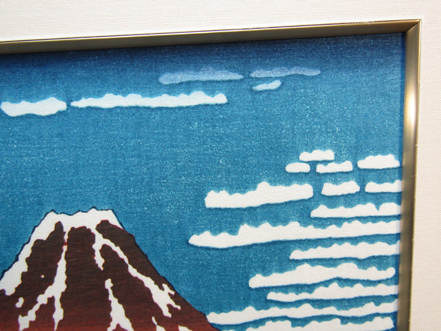 "Red Fuji Mountain" Hokusai Framed Woodblock print Large format